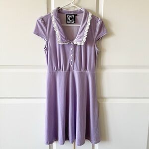 Killstar Every Mourning Lace Collar Lilac Velvet Dress Size Small